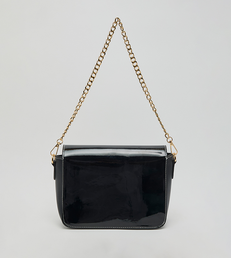 Glossy Flap Shoulder Bag