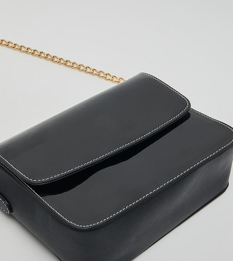 Glossy Flap Shoulder Bag