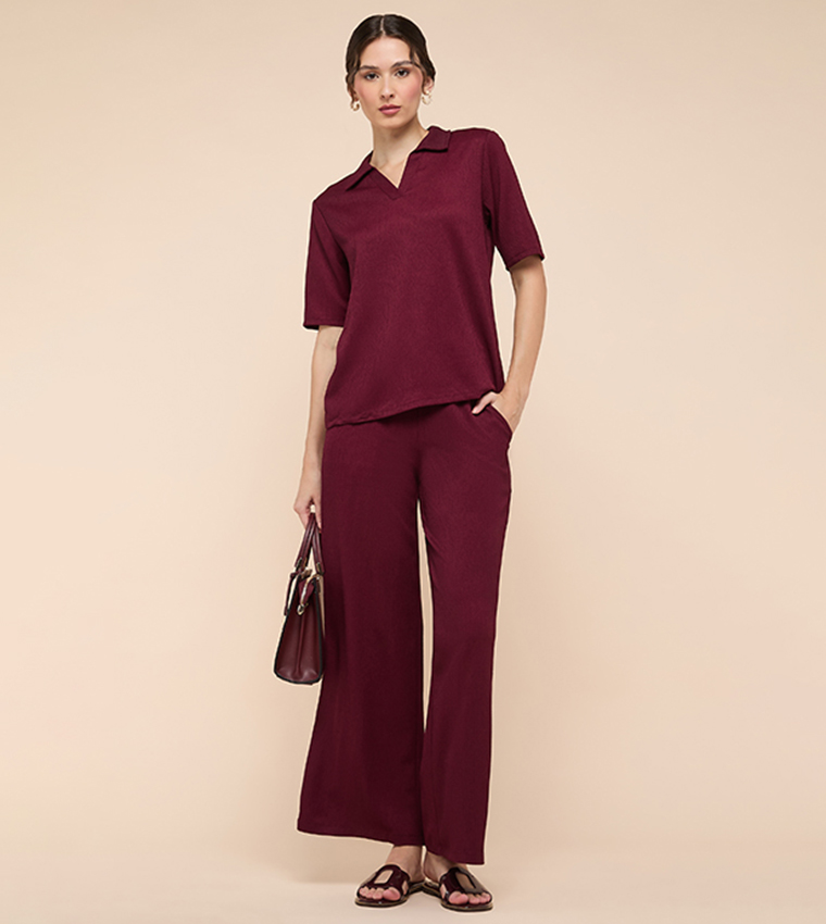 Textured Polo T-Shirt with Short Sleeves