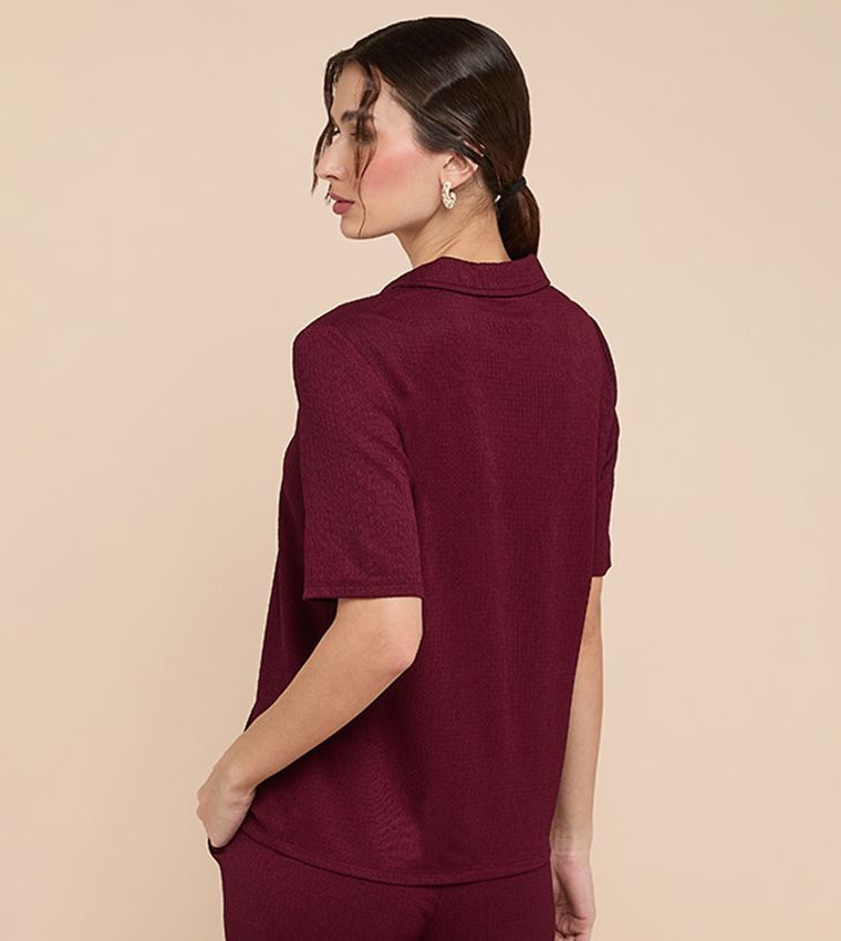 Textured Polo T-Shirt with Short Sleeves