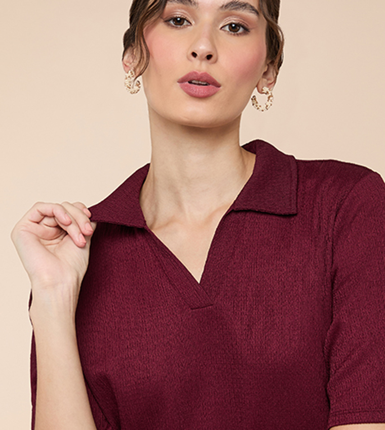 Textured Polo T-Shirt with Short Sleeves