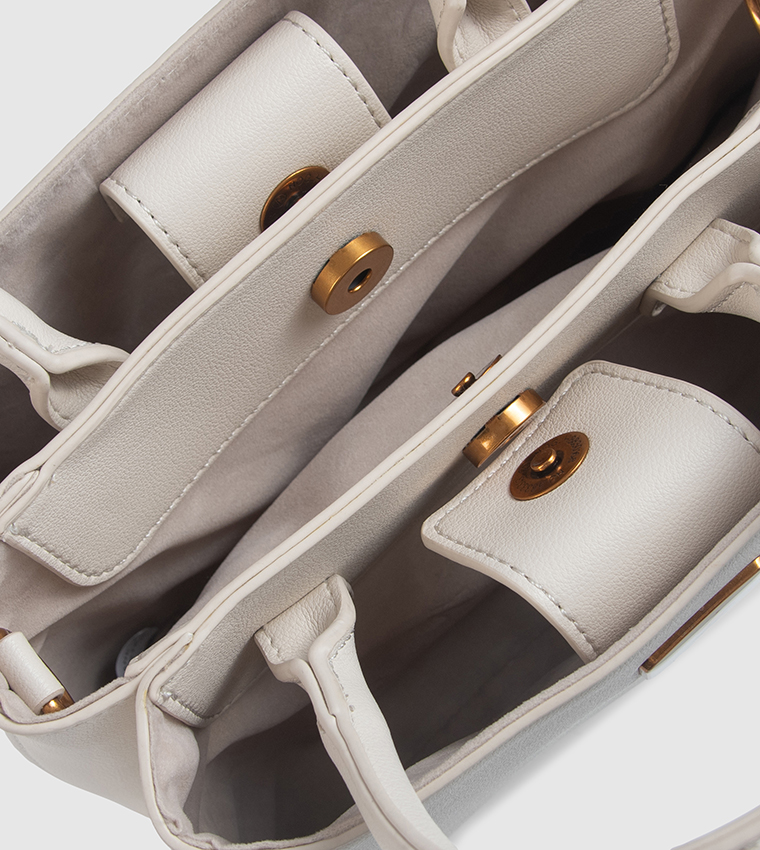 Textured Snap Closure Satchel Bag