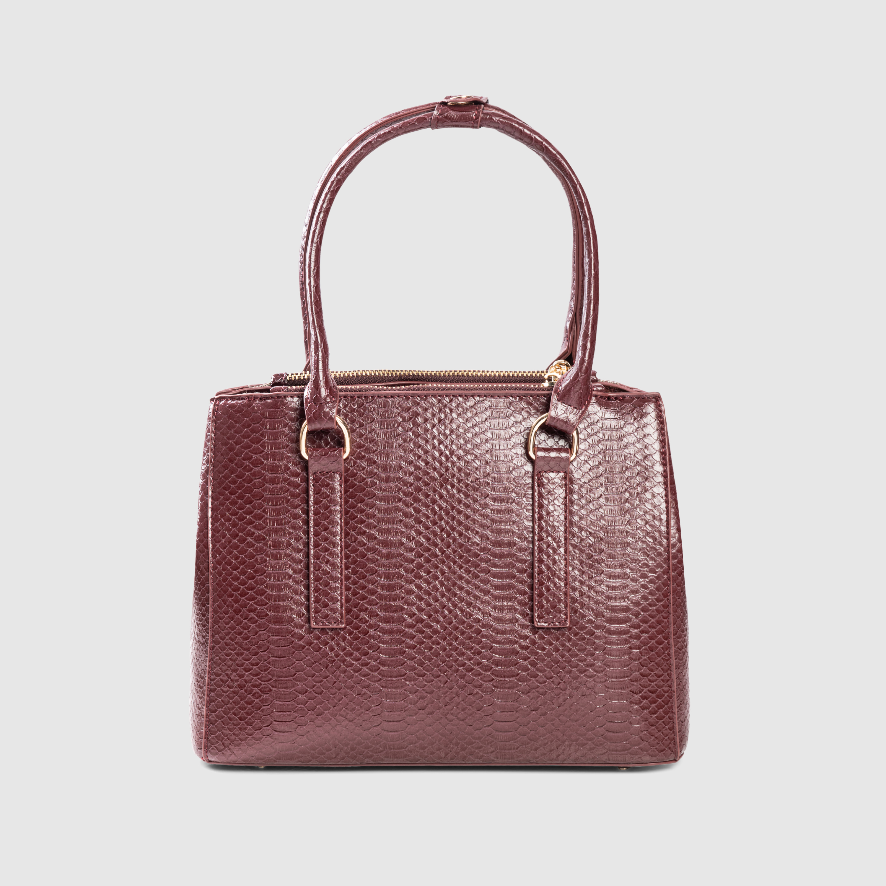 Croc Textured Zippered Satchel Bag