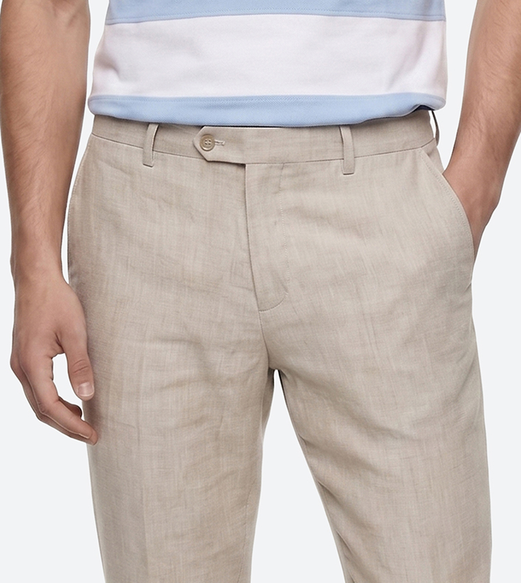 Textured Slim Fit Trousers