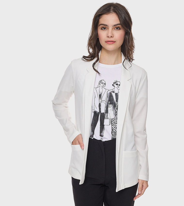 جاكيت سادة بأكمام طويلة  