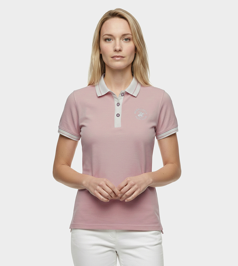 Logo Embroidered Contrast Trim Polo T-Shirt