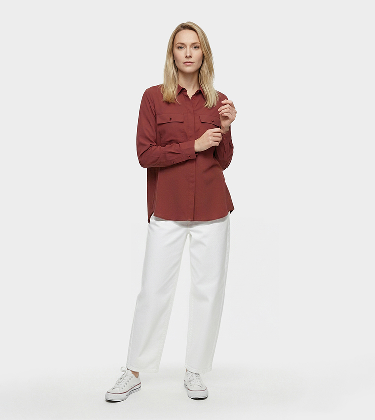 AURA Solid Woven Long Sleeves Shirt