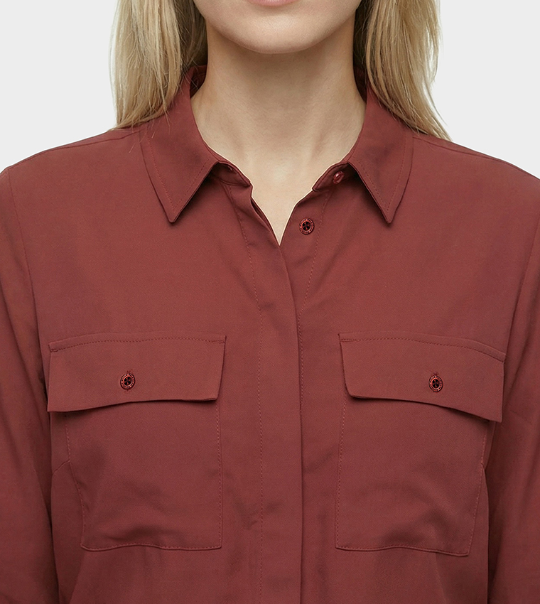 AURA Solid Woven Long Sleeves Shirt
