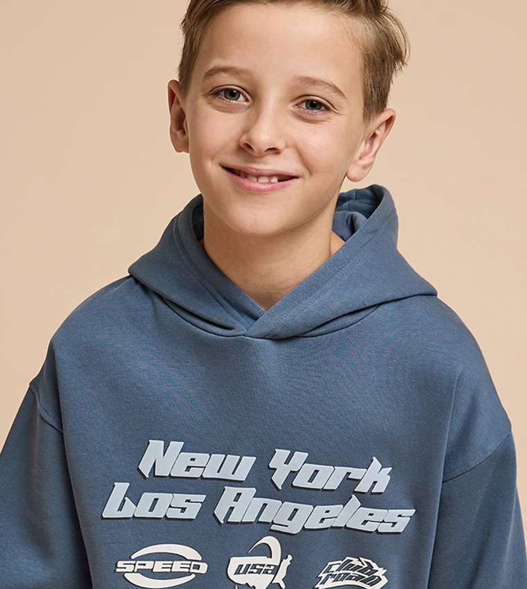Printed Hoodie with Long Sleeves