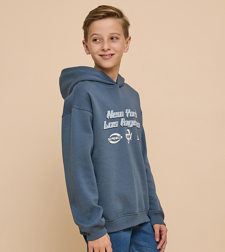 Printed Hoodie with Long Sleeves