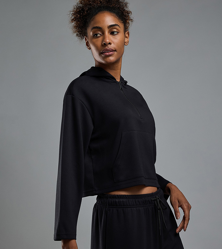 Solid Hoodie with Long Sleeves