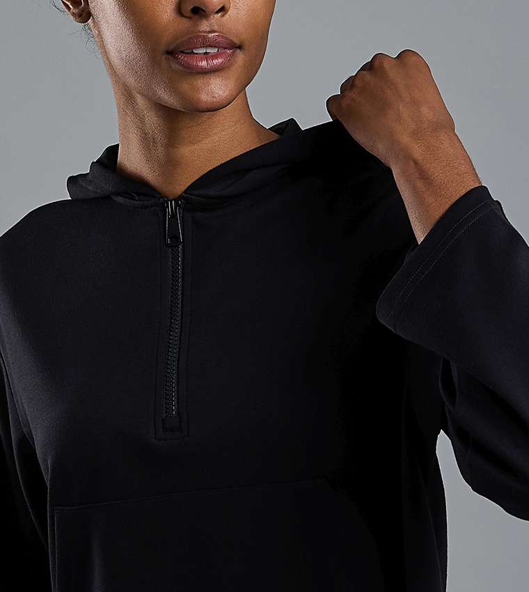 Solid Hoodie with Long Sleeves