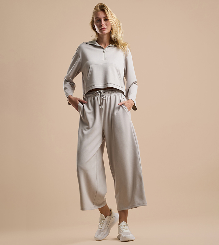 Solid Hoodie with Long Sleeves