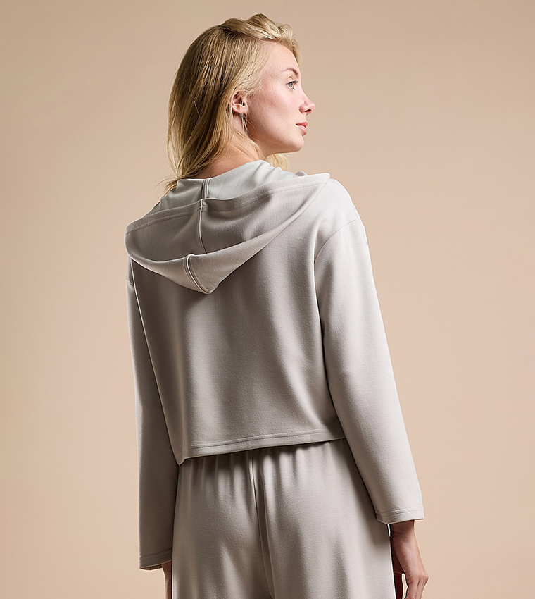 Solid Hoodie with Long Sleeves