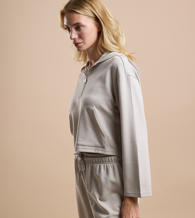 Solid Hoodie with Long Sleeves