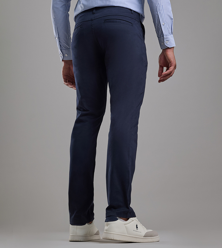 Solid Relaxed Fit Pants with Button Closure