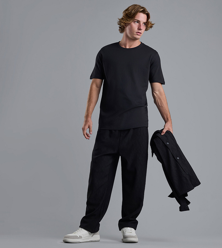 Solid T-Shirt with Crew Neck and Short Sleeves