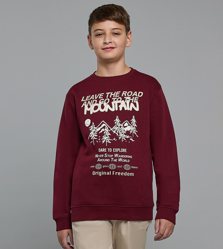 Printed Sweatshirt with Crew Neck and Long Sleeves