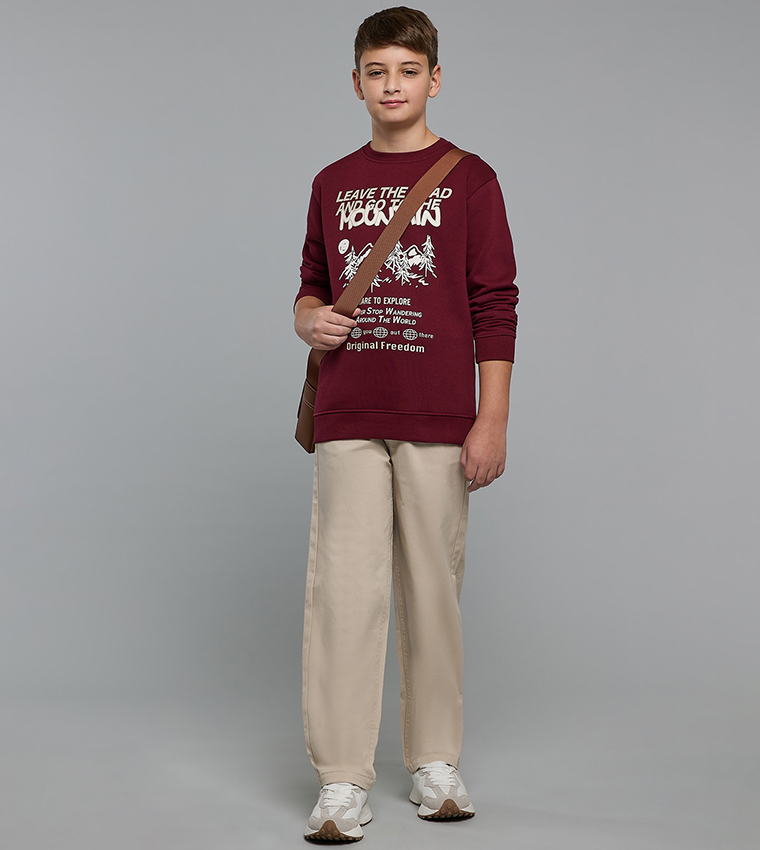Printed Sweatshirt with Crew Neck and Long Sleeves