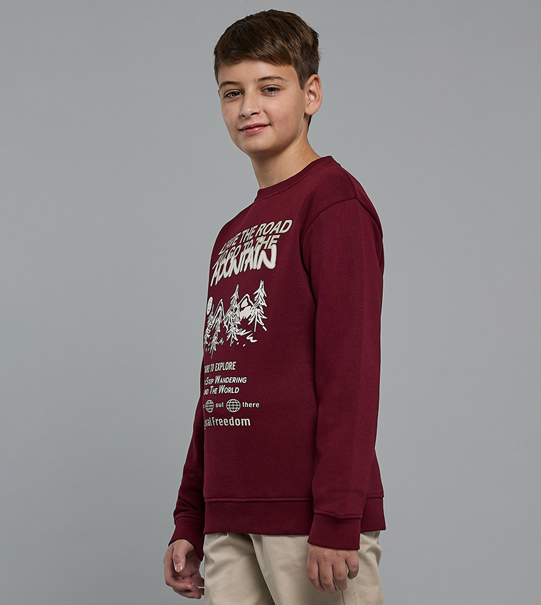 Printed Sweatshirt with Crew Neck and Long Sleeves