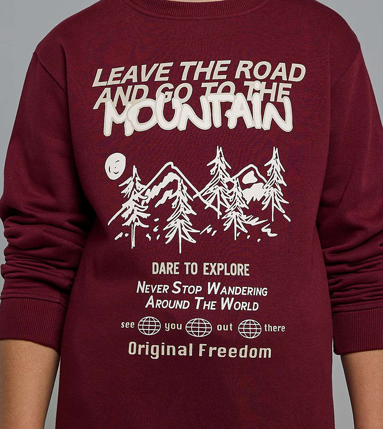 Printed Sweatshirt with Crew Neck and Long Sleeves