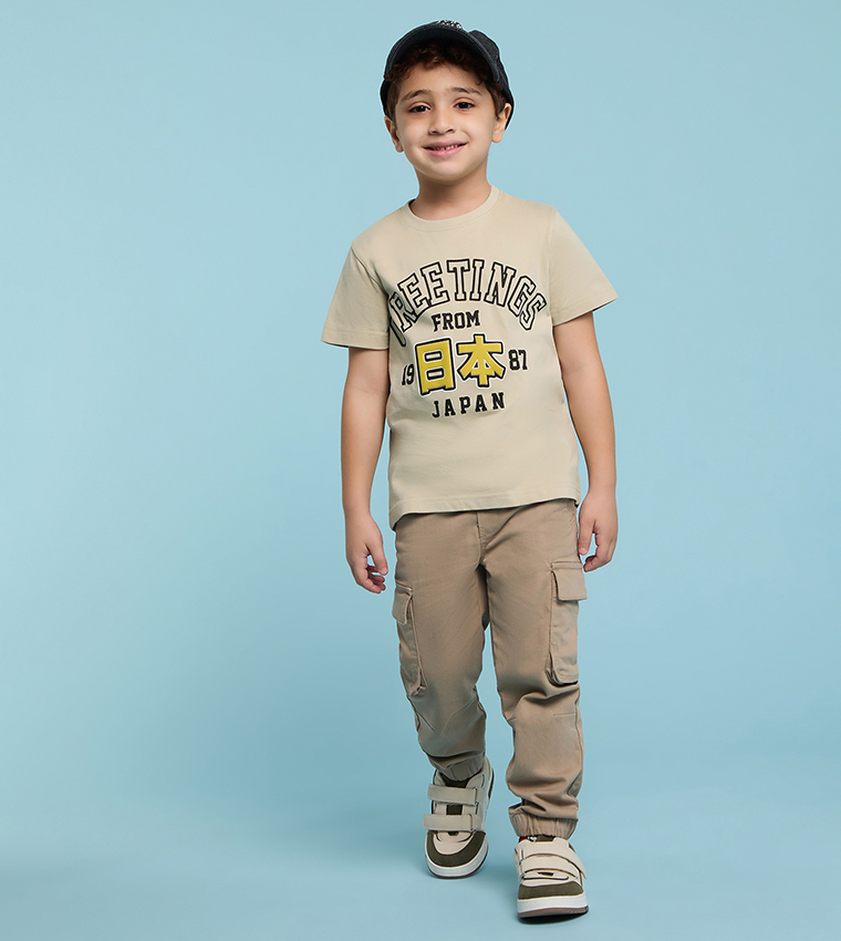 Printed T-Shirt with Crew Neck and Short Sleeves