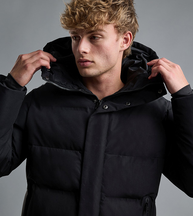 Quilted Hooded Puffer Jacket with Zipper Closure