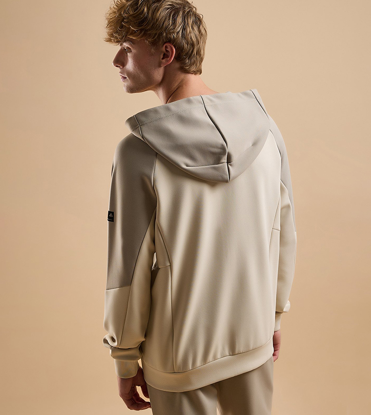 Solid Active Hooded Jacket with Zipper Closure