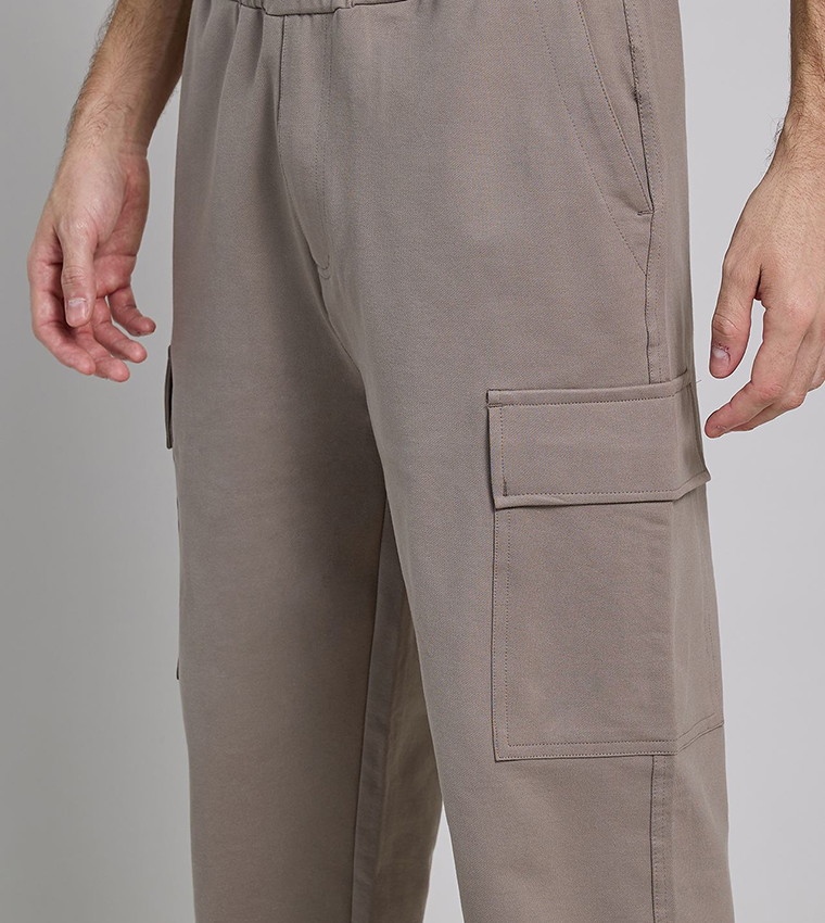 بنطال كارغو سادة بخصر مرن