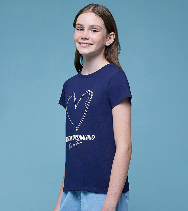 Printed T-Shirt with Crew Neck and Short Sleeves