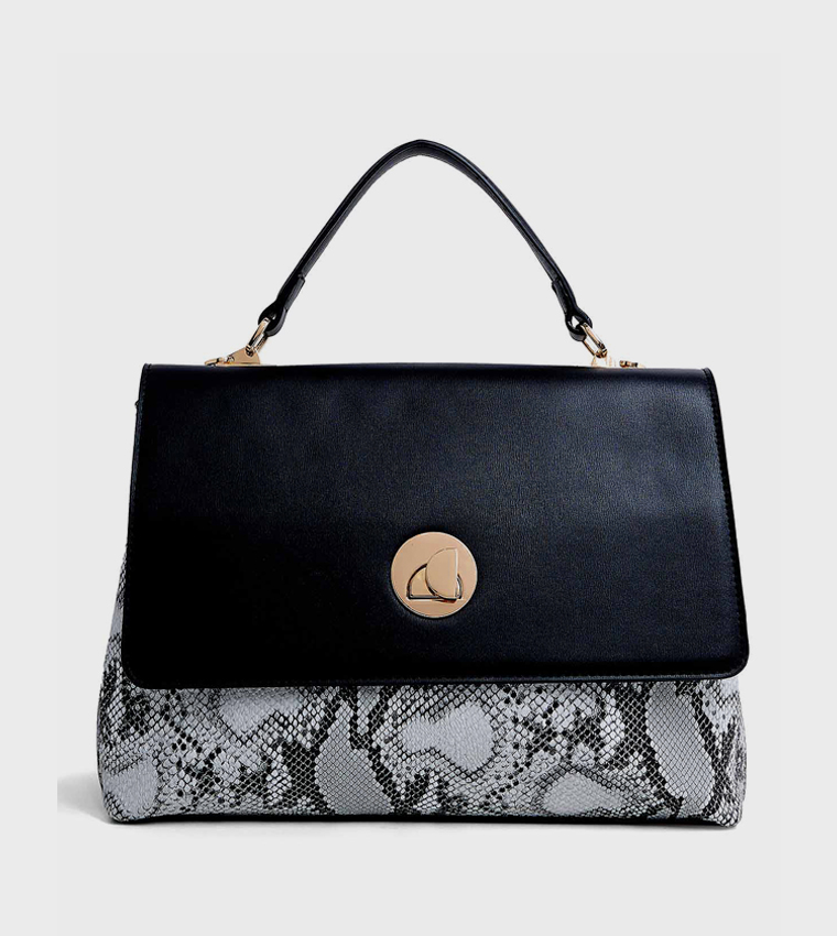 Snake Print Top Handle Bag