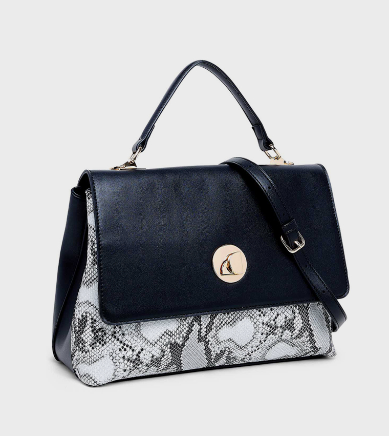 Snake Print Top Handle Bag