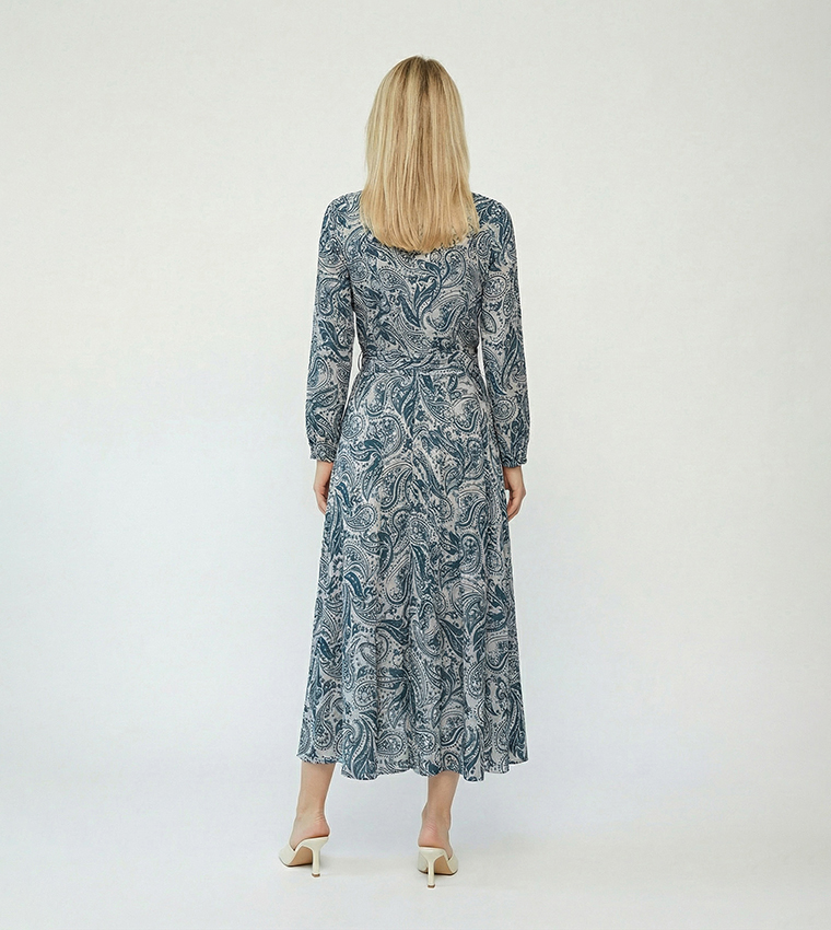 Patterned Flared Midi Dress