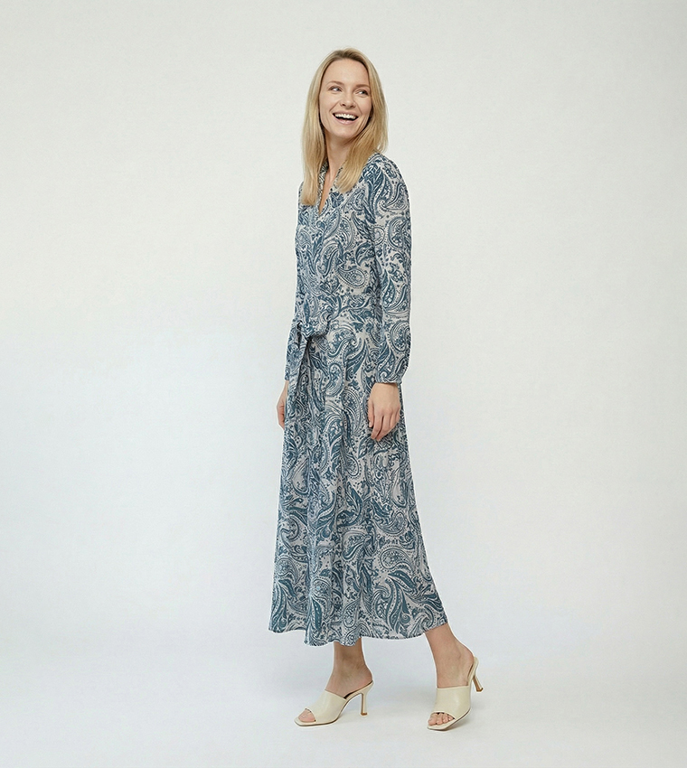 Patterned Flared Midi Dress
