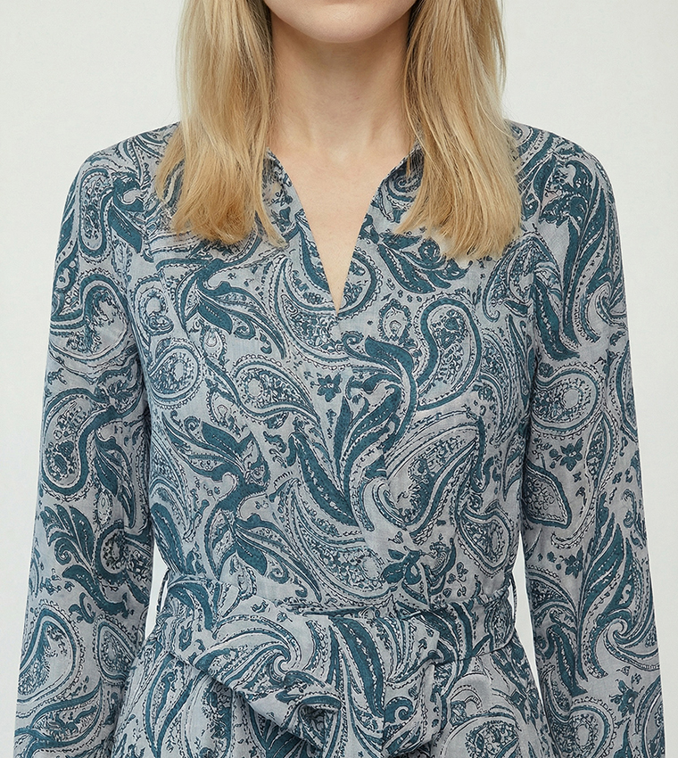 Patterned Flared Midi Dress
