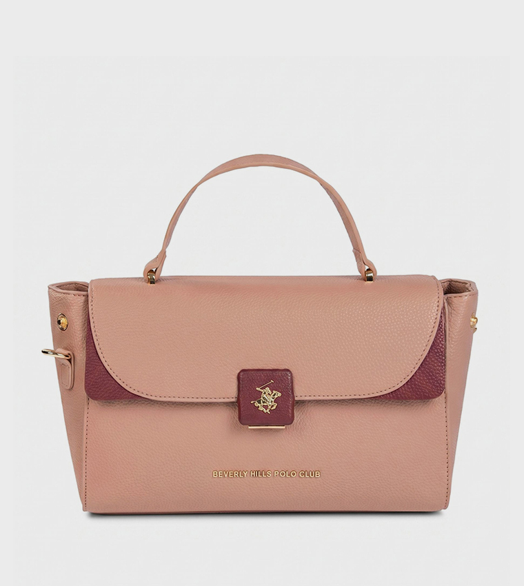 Textured Push Lock Handheld Bag