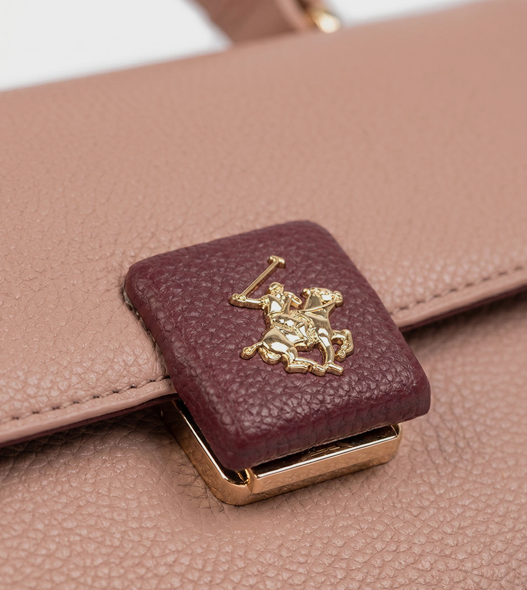 Textured Push Lock Handheld Bag
