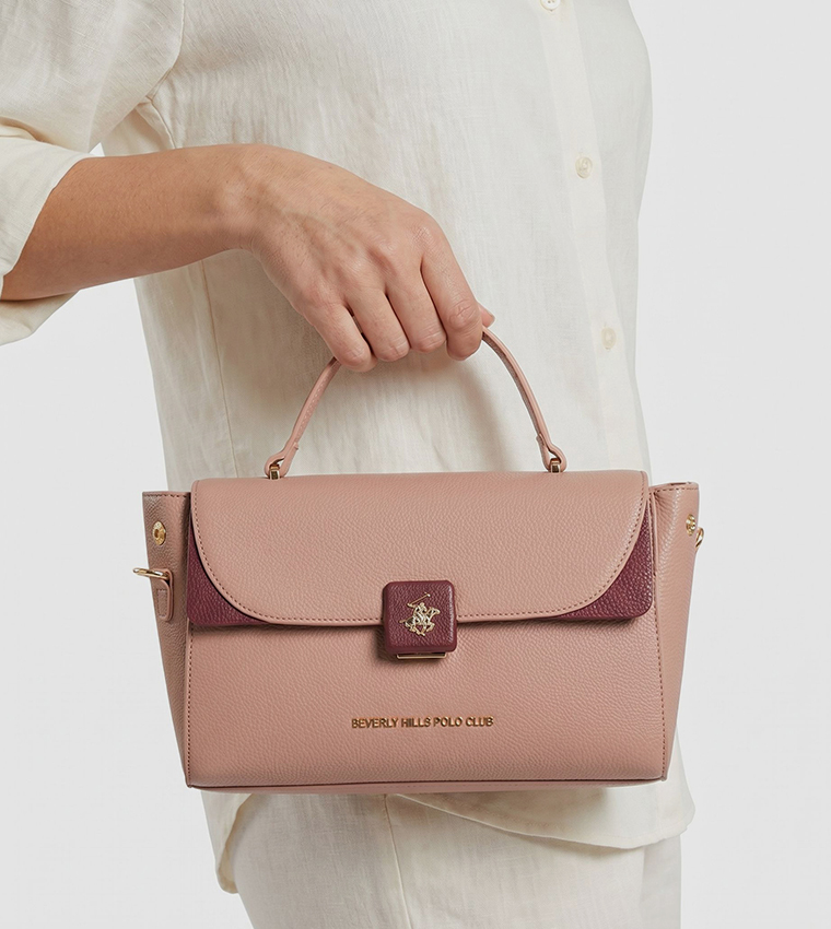 Textured Push Lock Handheld Bag