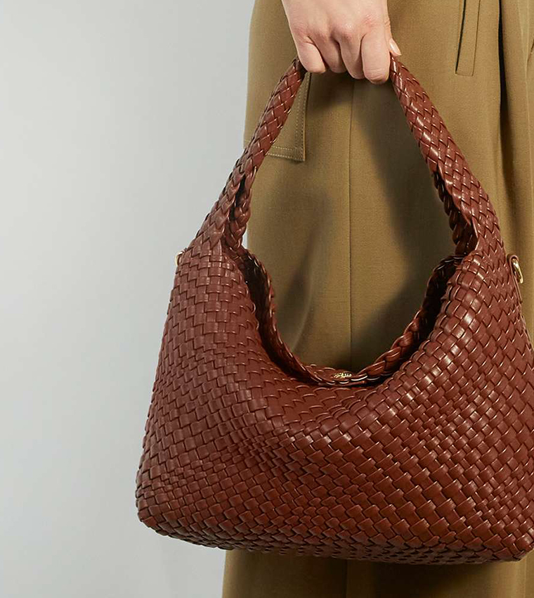 DELIBERATE Basket Weave Shoulder Bag