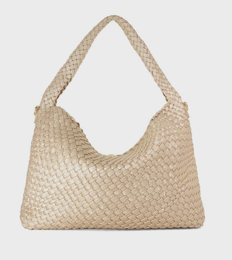 DELIBERATE L Basket Weave Shoulder Bag