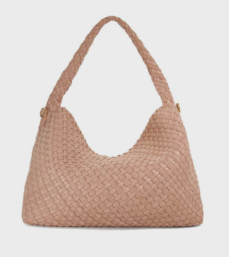 DELIBERATE L Basket Weave Shoulder Bag