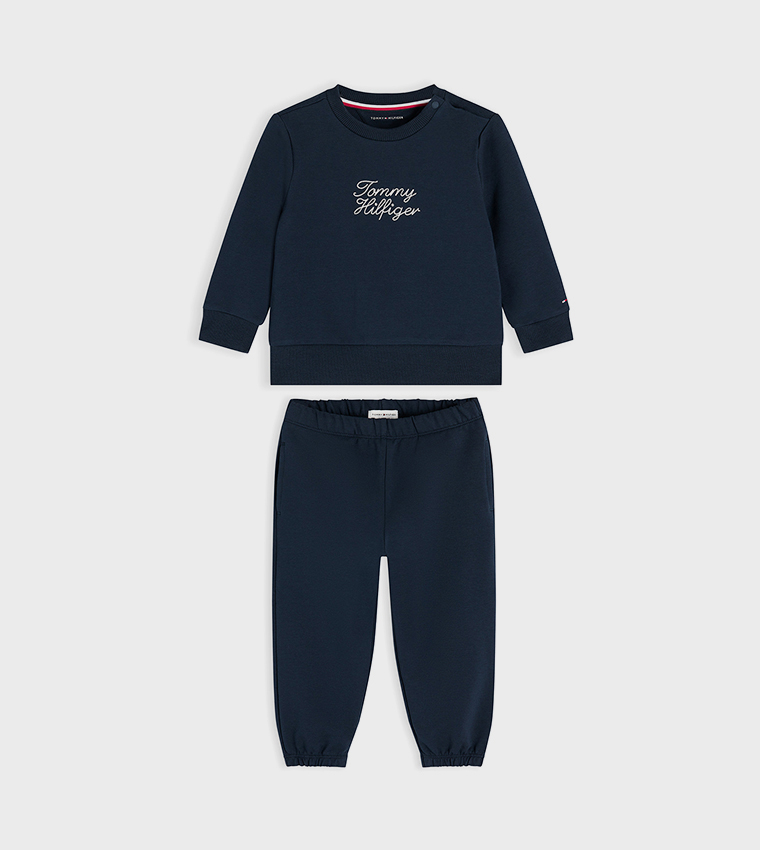 Logo Embroidered Long Sleeves Sweatsuit Set