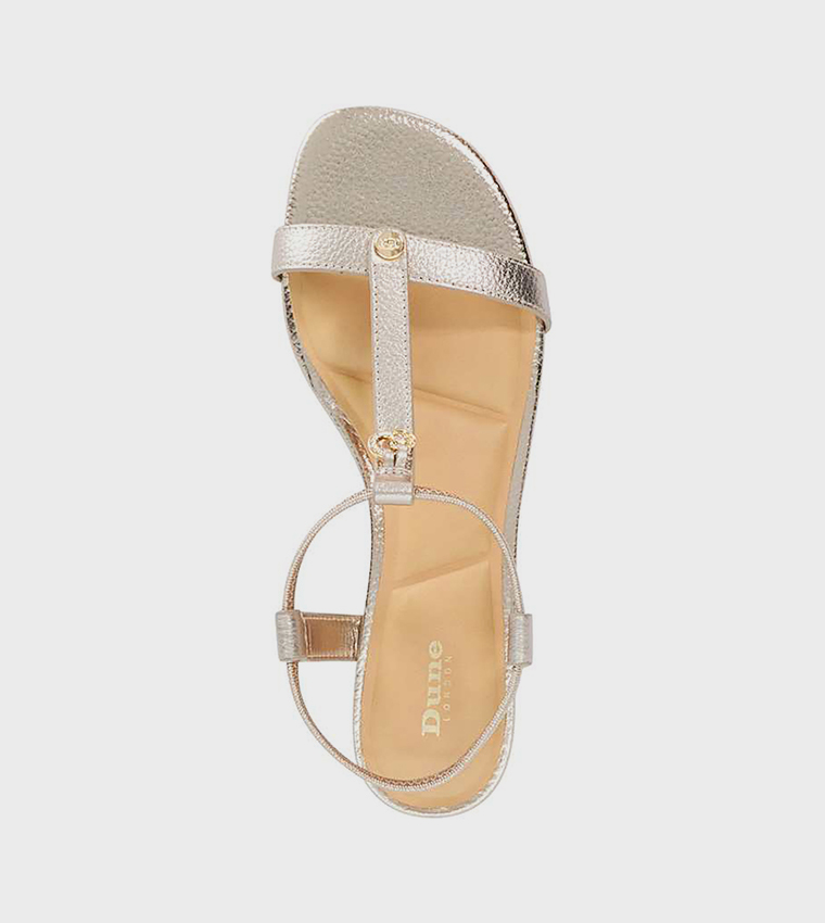 LYRA Metallic T-Strap Low Heel Sandals