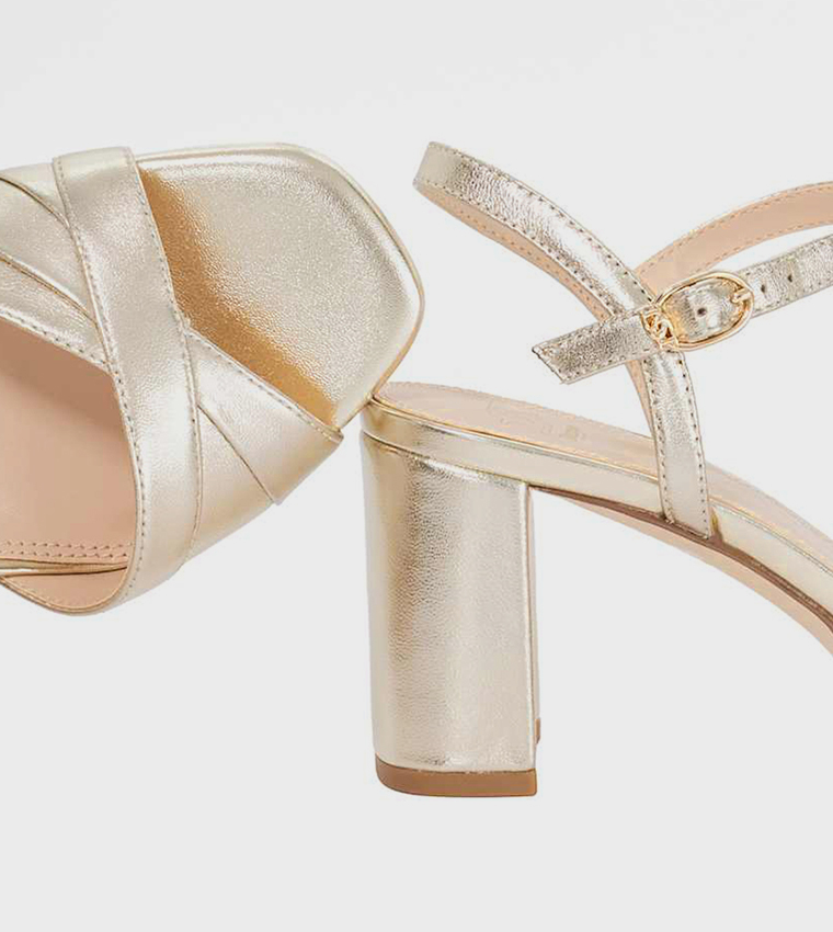 MALENE Ankle Strap Block Heel Sandals