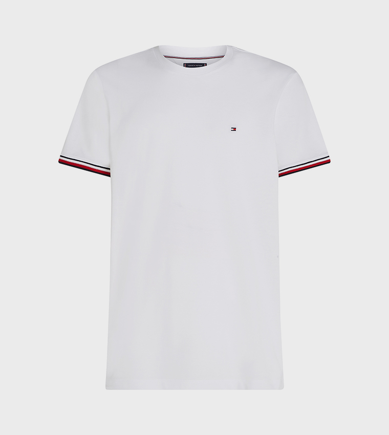 تيشيرت بياقة دائرية مزين بخطوط