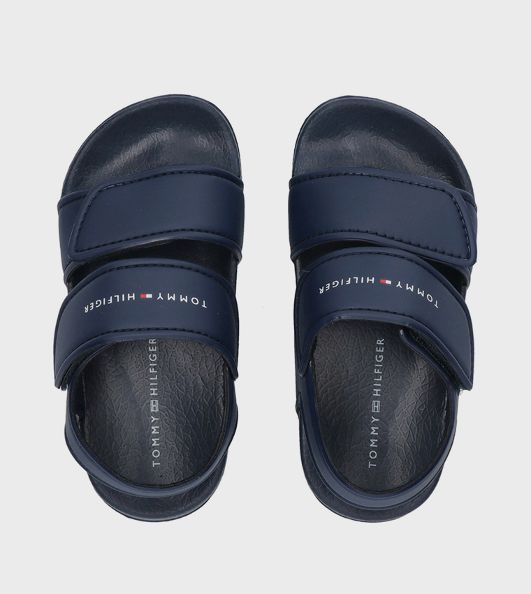 Logo Printed Velcro Closure Sandals