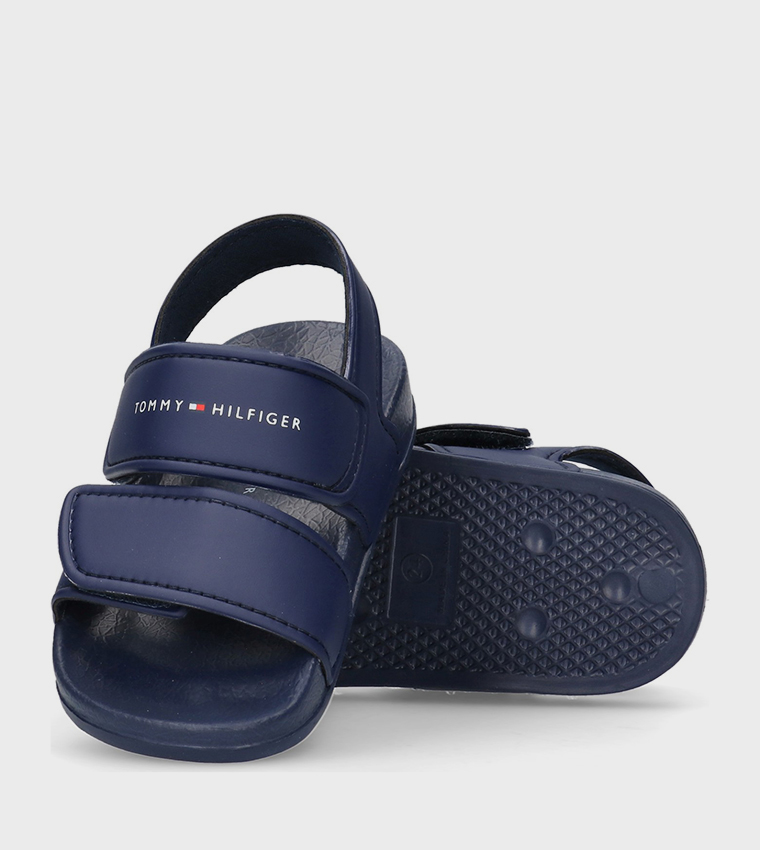 Logo Printed Velcro Closure Sandals