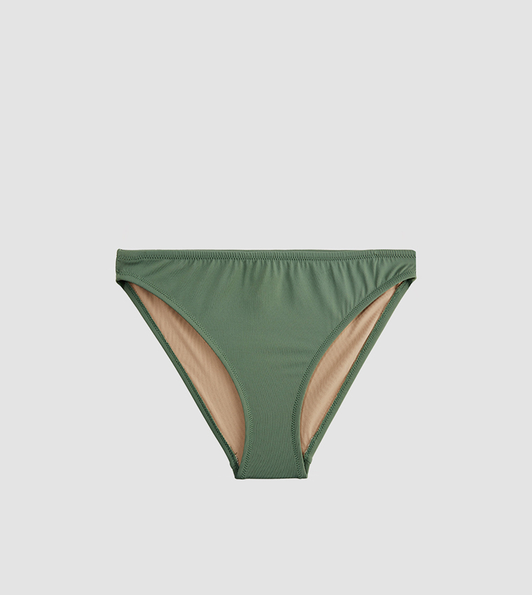 Solid Mid Rise Bikini Bottom