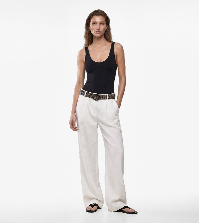 Solid Scoop Neck Bodysuit Top