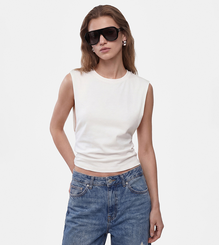 كوتون  توبات بلا أكمام  - أوف وايت  Sleeveless Tops